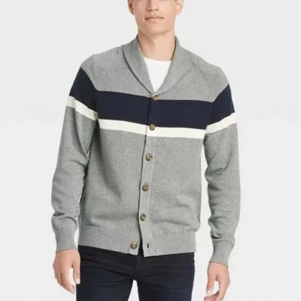 Goodfellow & Co. Colorblock Cardigan | Size L | NWT | Grey Galaxy | 100% Cotton